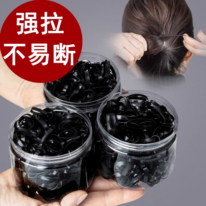 女性用髪を結ぶためのゴムバンド、太くて厚いヘアバンド、使い捨て高弾性、耐久性のある黒のゴムリング、大人用の小さなヘッドバンド