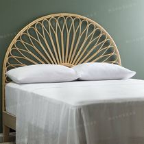 Curved rattan headboard home natural rattan B&B hotel model room background decoration Japanese screen backrest