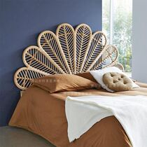 Petal rattan rattan headboard B&B model room background floor decoration ins natural rattan bed backrest