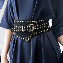 Japanese FC retro wide belt for women high-end fashion decoration with fashion skirt trendy rivets versatile punk