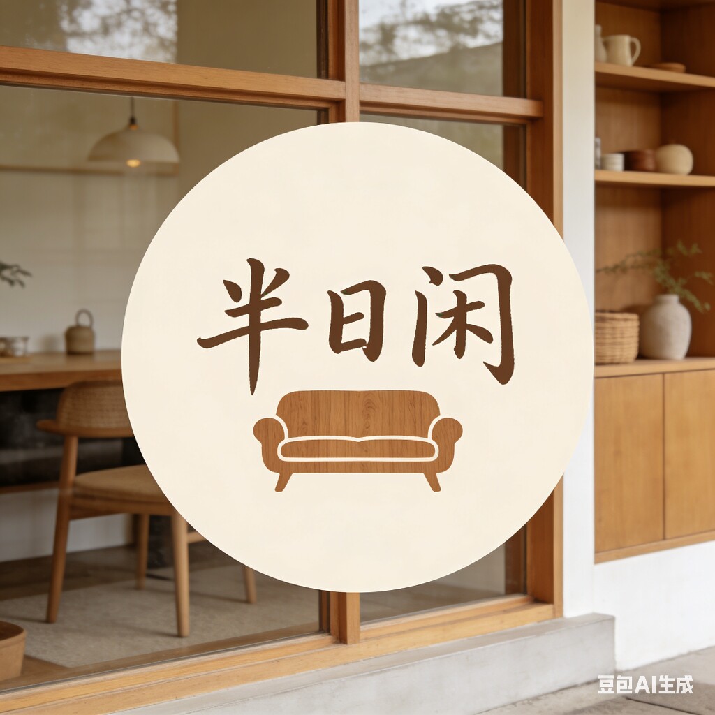 半日闲茶室的LOGO
