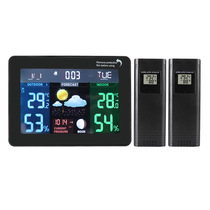 Multifunctional wireless weather clock home indoor and outdoor temperature and humidity meter barometer calendar and moon phase display