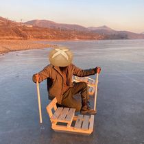 Ice car childrens ice car outdoor skating adult universal Northeast ice sledge skate car double parent-child wear-resistant sled car