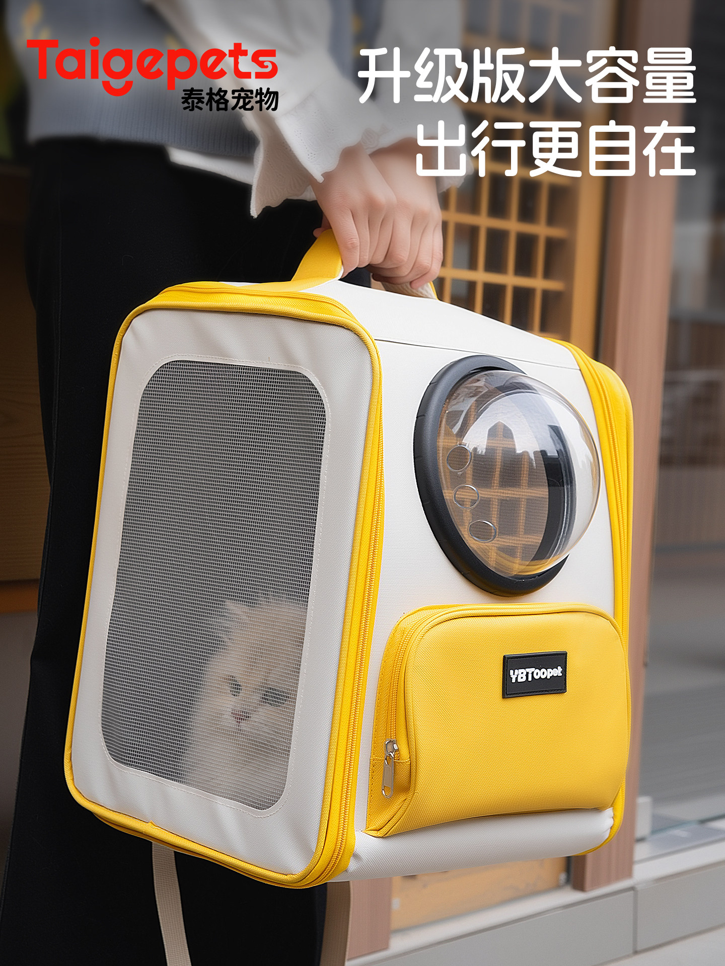 Cat Carrier Is a Portable, Lightweight, Large-Capacity, Breathable Space Capsule Cat Anti-Stress Socialization Training Backpack