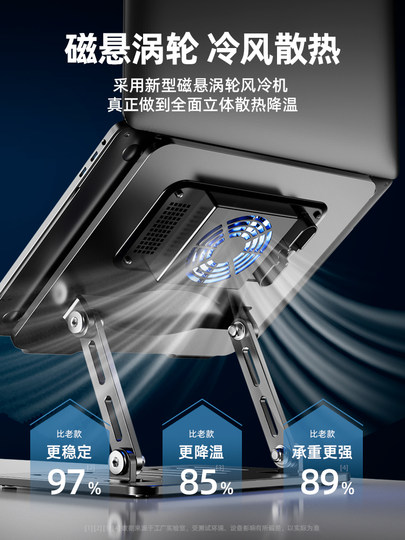 Carbon Steel Laptop Stand Aluminum Alloy Heightening Stand Vertical Cooling Office Foldable Adjustable Suspended Support Stand Portable Tablet Stand Heightening Desktop Base