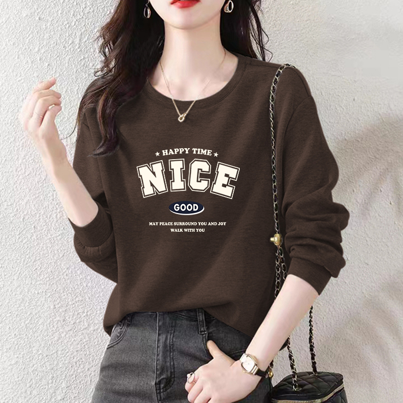 High-Quality Coffee-Colored Lazy-Style Long-Sleeved Sweatshirt for Women, Fashionable Korean-Style Loose Slimming Jacket Top