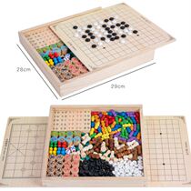 All-in-one checkers flying chess backgammon childrens and students educational games multi-functional checkerboard wooden gift toys
