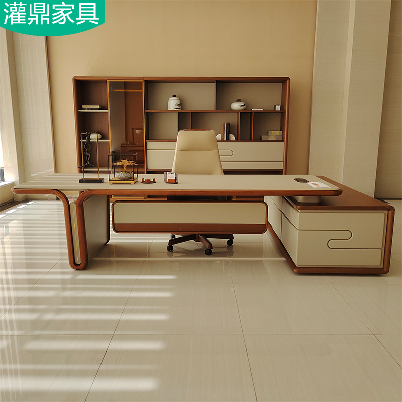 Modern solid wood paint boss table big class new manager table fashion elegant President desk light luxury new products