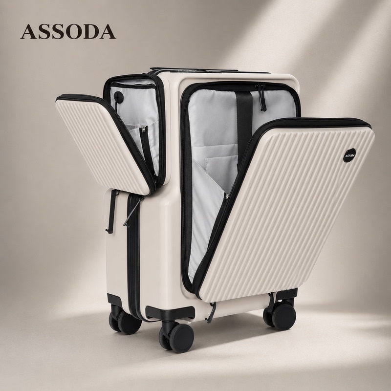 Assoda2026 New Model Carry-On Suitcase with Front Opening and Expansion Layer, Side Cover, Pure Pc Silent Wheels Suitcase Assoda2026 New Model Carry-On Suitcase with Front Opening and Expansion Layer, Side Cover, Pure Pc Silent Wheels Suitcase