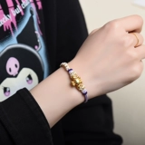 Золотой плетеный сиреневый съемный браслет с одной бусиной ручной работы, 3mm, подарок на день рождения