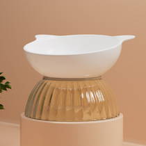 Ceramic cat bowl dog bowl cat water bowl single bowl non-slip cat bowl flat mouth inclined mouth neck protection transparent high-leg pet bowl