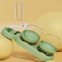 Cross-border hot-selling cat three-bowl automatic water dispenser anti-tip large-diameter tilting neck protection cat bowl pet supplies basin