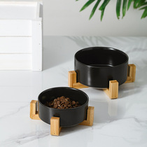 Ceramic cat bowl cat food bowl cat food bowl dog bowl dog bowl drinking bowl double bowl cervical spine protection black pet bowl