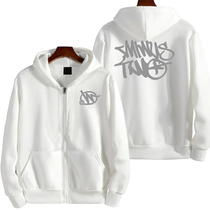 Y2K zipper hoodie minus two pattern printing solid color ove