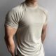 Camiseta deportiva de verano de manga corta para hombre, puños ajustados, elástico, de secado rápido, escote pequeño, entrenamiento muscular, ropa deportiva para correr