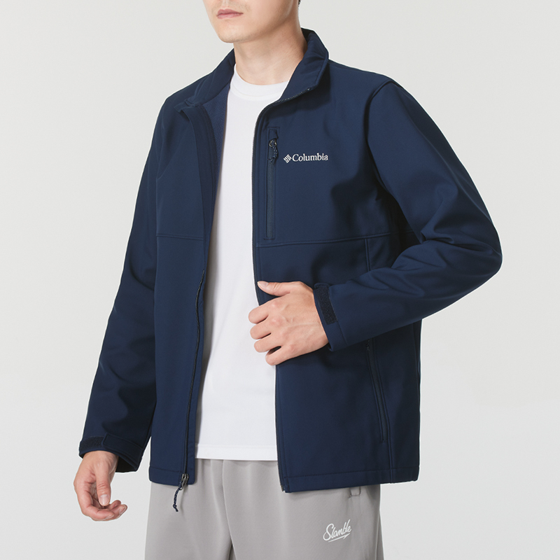 Colombian Men's Sportswear 2026 Spring and Autumn Softshell Jacket Urban Outdoor Fleece-Lined Stand-Up Collar Hiking Jacket