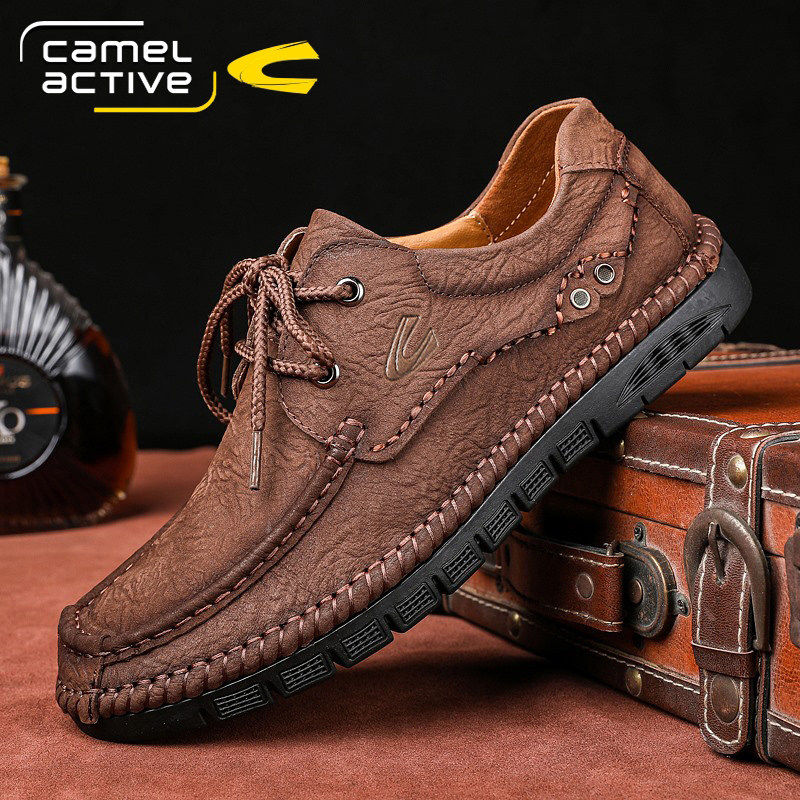 Немецкая мужская обувь camel dynamic, повседневная кожаная обувь, мужская обувь ручной работы из воловьей кожи первого слоя, обувь с полой оснасткой на мягкой подошве Изображение 1