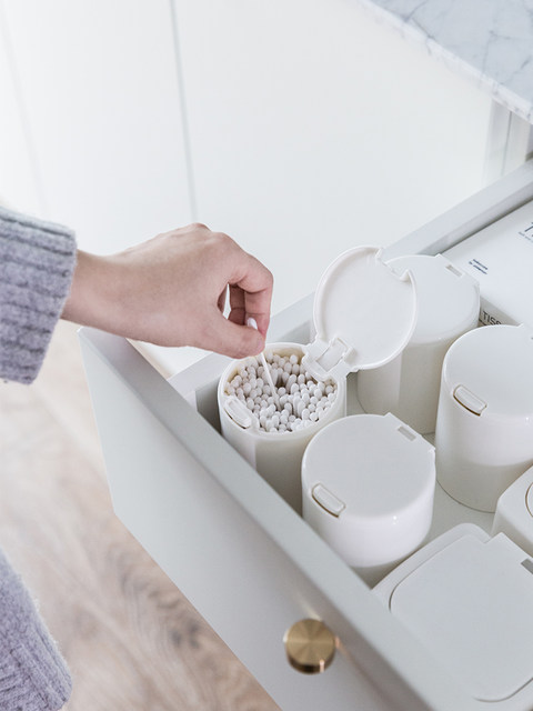 Desktop Push-Type Storage Box ins Compartments for Small Items, Pop-Up Lid for Hair Ties, Hairpins, Earrings, Jewelry, Makeup Cotton Swabs Box