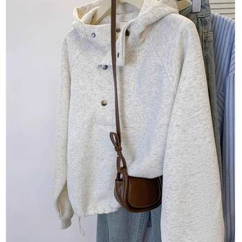 American fashion brand loose casual solid color hooded sweatshirt