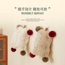 Car tissue box tissue box furry paper tissue box living room coffee table plush cute tissue paper bag tissue cover
