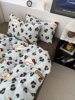 Autumn and Winter Ins Simple and Cute Leopard Print Cat Thickened Milk Velvet Four-Piece Set Coral Fleece Duvet Cover and Three-Piece Bed Sheet Set