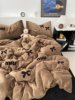 Winter ins Retro Coffee-Colored Bow Thickened Milk Velvet Four-Piece Set Warm Duvet Cover Coral Velvet Bed Sheet Three-Piece Set
