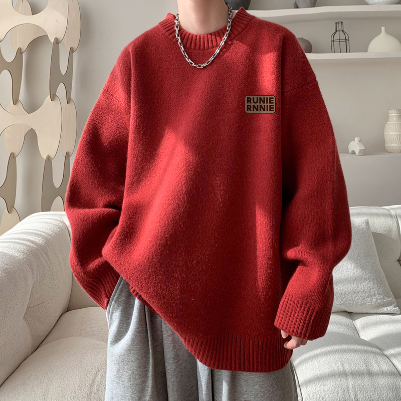 Extra Large Size 150kg Year of the Snake Red Crew Neck Sweater for Men and Women, Thickened for Winter, 2025 New Year Knitwear 2