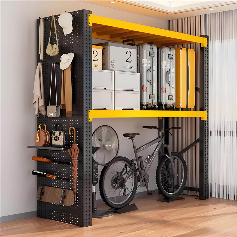 Household large items storage rack under the empty shelf multi-layer dust-proof curtain hole board storage rack living room storage rack