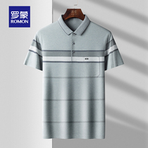 Luo Meng Fathers Day short-sleeved polo shirt mens summer thin middle-aged dad summer T-shirt with pockets