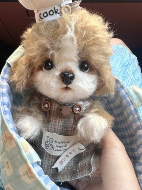 Vockoo High-End Doll Chef Puppy Handmade Jointed Doll Imported Mohair Birthday Christmas New Year Gift