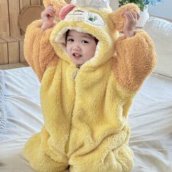 Vockoo Baby Chef Dog Infant Jumpsuit Autumn and Winter Cute and Adorable Fleece-Lined Romper for 1-3 Year Olds