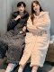 Vockoo Couple's Pajamas for Women, Autumn Long Coral Fleece Thickened Hooded Men's Warm Flannel Bathrobe