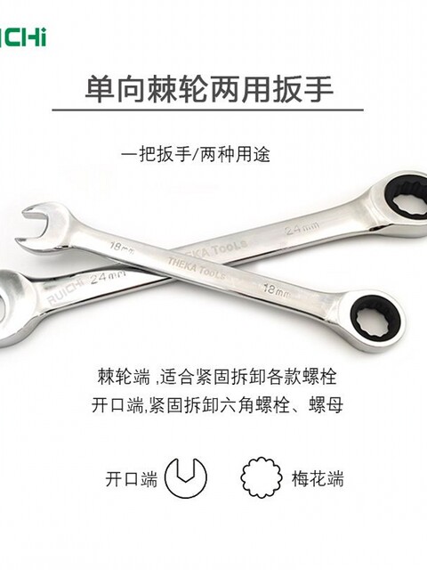 German Imported Technology 72-Tooth One-Way Quick-Release Ratchet Wrench Automatic Dual-Purpose Wrench Open-End Ratchet Wrench