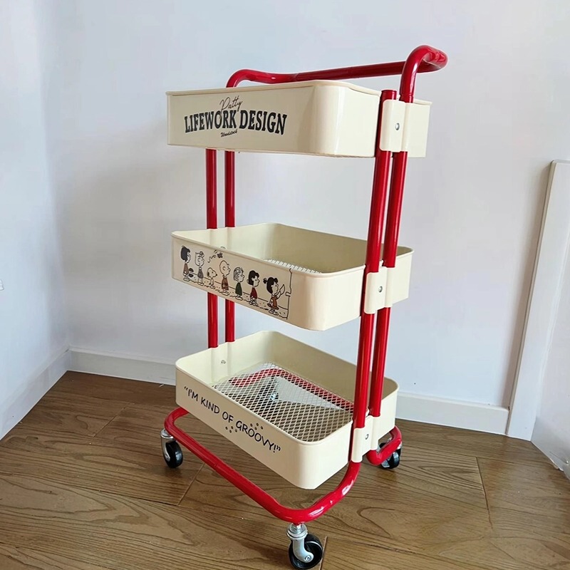 Yunjia Ikea Snack Cart DIY Internet-Famous Snoopy Storage Rack Kitchen Bathroom Floor-Standing Storage Shelf