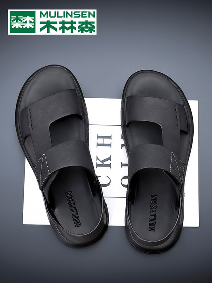 木林森凉鞋男夏季外穿潮流时尚百搭软底沙滩鞋男士开车两穿凉拖鞋