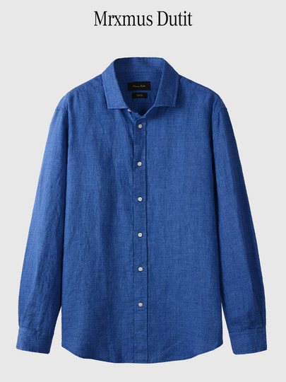 Md Men's Clothing High-End Brand French Imported Linen Shirt Men's Long-Sleeved High-End New Business Casual Shirt