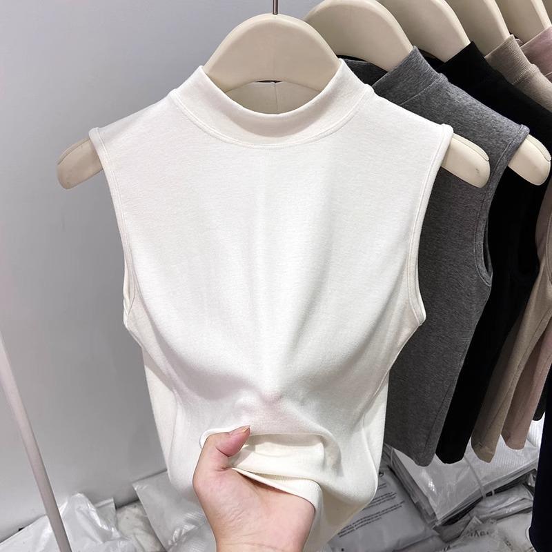 Half-High Collar Sleeveless Vest for Women 2026 New Summer Slim Fit Solid Color Inner Wear Outer Wear Sleeveless Top for Women