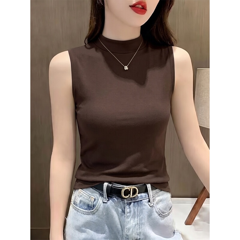Half-High Collar Vest for Women 2026 New Early Autumn Summer Slim Fit Versatile Simple Solid Color Sleeveless Inner Top Half-High Collar Vest for Women 2026 New Early Autumn Summer Slim Fit Versatile Simple Solid Color Sleeveless Inner Top