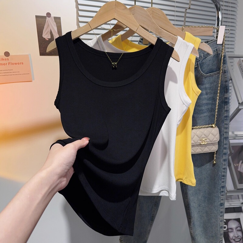 Round Neck Vest for Women 2026 New Summer Style Ribbed Slim Fit Inner Wear That Can Be Worn Outside Black Versatile Sleeveless Top Round Neck Vest for Women 2026 New Summer Style Ribbed Slim Fit Inner Wear That Can Be Worn Outside Black Versatile Sleeveless Top