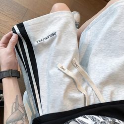 Gray Sports Shorts for Men, Summer Trendy Brand, Youth Running, Basketball, Casual Five-Point Mid-Length Shorts, 2025 New Model