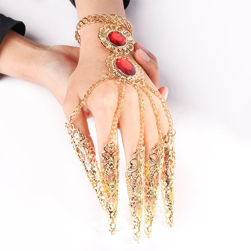 Thousand-Hand Guanyin Fake Long Nail Covers, Indian Dai Dance Performance Accessories, Dunhuang Style Bracelets, Rings, and Nail Protectors