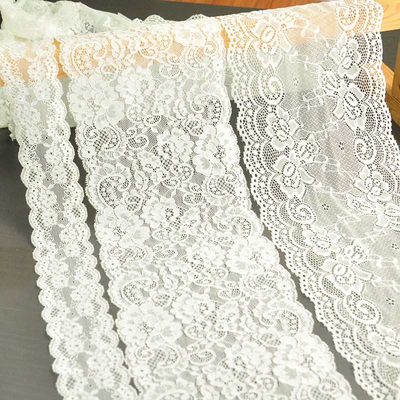 White New Wide Elastic Lace Trim DIY Handmade Hem Skirt Edge Bandeau Bra Sun Protection Sleeve Decoration