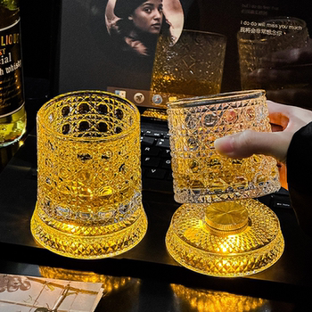 Creative Luminous Crystal Rotating Whiskey Glass, High-End Home Beer Glass, Stress-Relief Liquor Glass, Spinning Cup