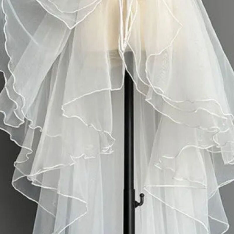 A Sheer Apron with a Tie, Ballet Dance Tulle Skirt, Mid-Length Ruffled Skirt with Multi-Layered Trailing Hem