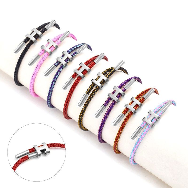 3mm I-Shaped Buckle Steel Wire Rope Bracelet Adjustable Transfer Bead Rope Bracelet Titanium Steel Waterproof Bracelet Wholesale in Stock