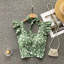 Women Hot Sweet Ruffles Bow Camis Korea Fashion Back Fold Co