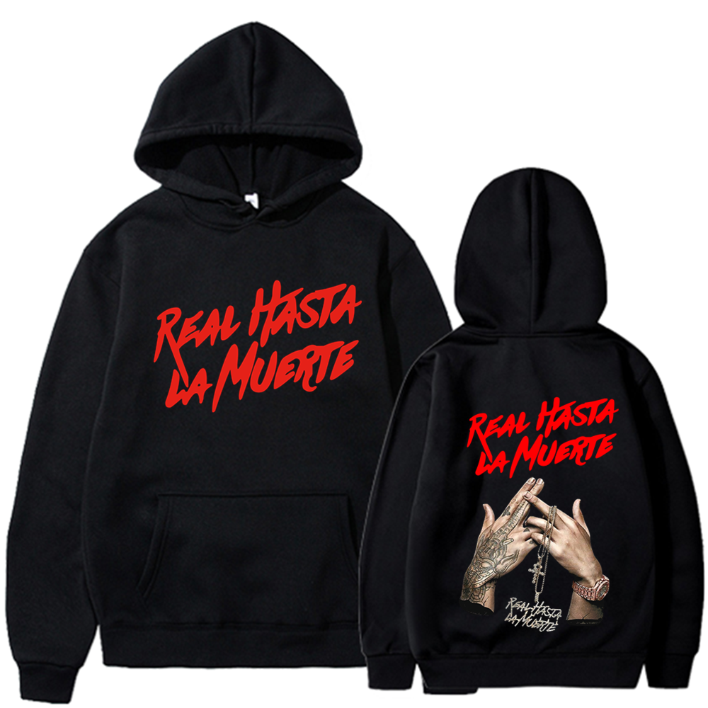 Футболка-худи с принтом Anuel Aa, длинная кофта, Real Hasta La Muert