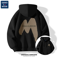 [Тяжелый, 330 г с капюшоном] Черный (большая огромная этикетка на груди_большая огромная этикетка на спине)