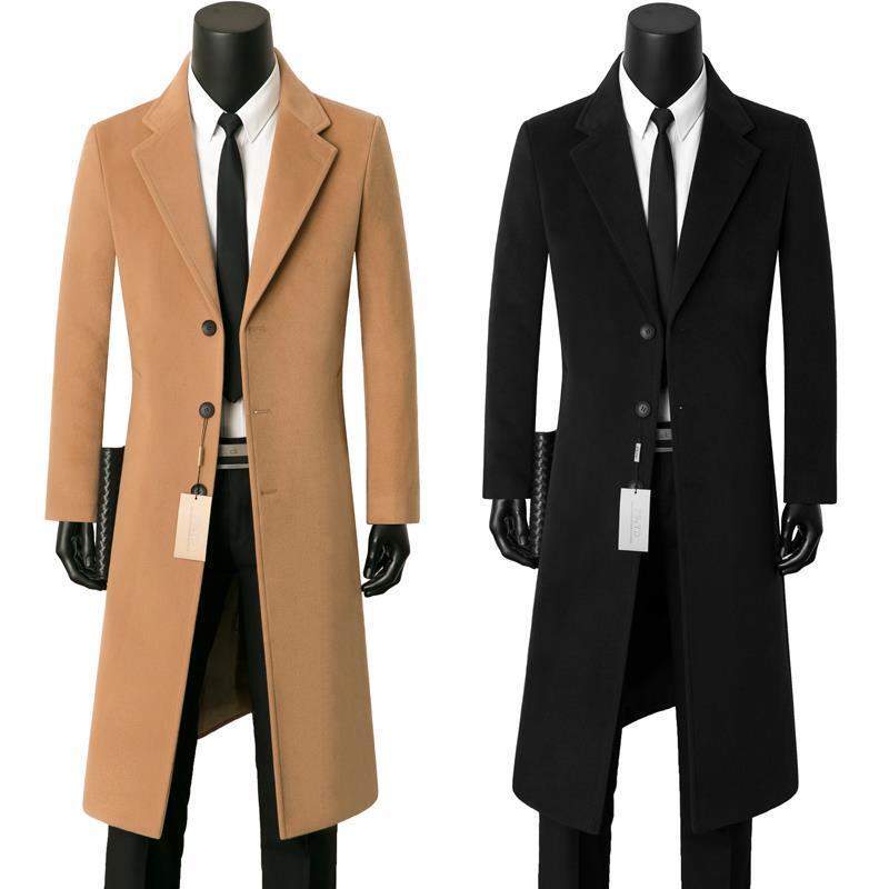 Japanese-Style Men's Long Thick Warm Belted Coat, Trendy Loose Woolen Jacket, Korean Version