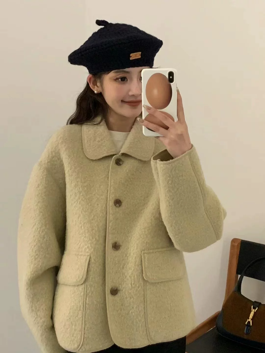Шерстяной альпака, импорт из Южной Кореи ткань, товары, плюшевый жакет, Италия